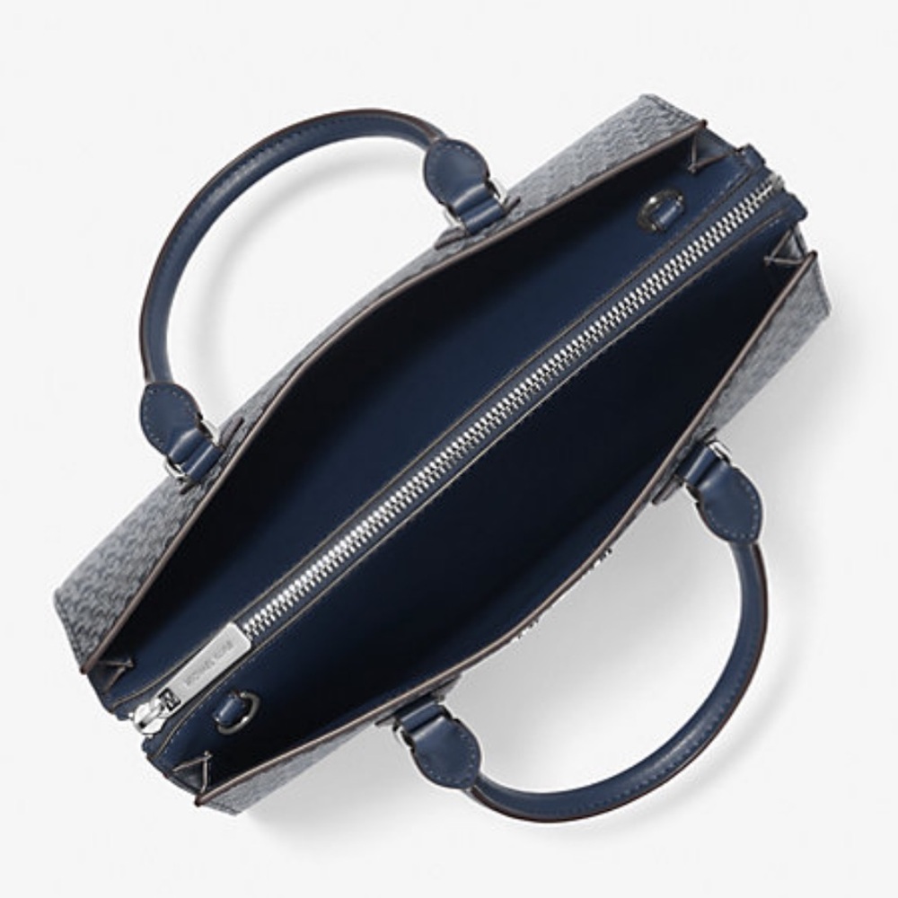 MICHAEL KORS Sheila Medium Ombré Signature Logo CZ Satchel Crossbody 
Navy 
NWT - Picture 4 of 16